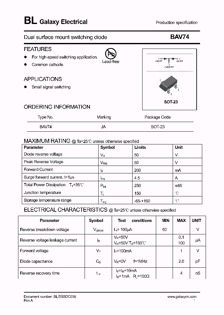 BAV74_4228924.PDF Datasheet