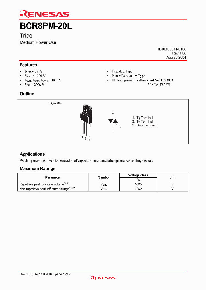 BCR8PM-20LA-A8_4287966.PDF Datasheet