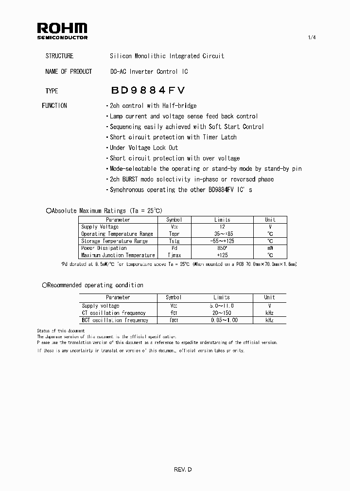 BD9884FV1_4787130.PDF Datasheet
