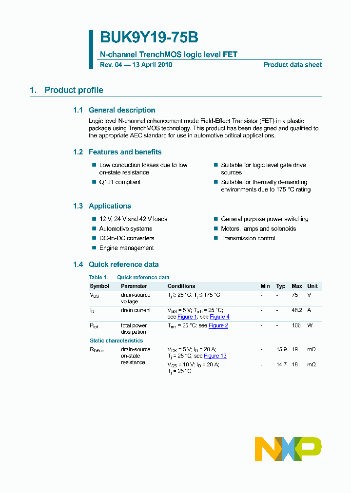BUK9Y19-75B_4784322.PDF Datasheet