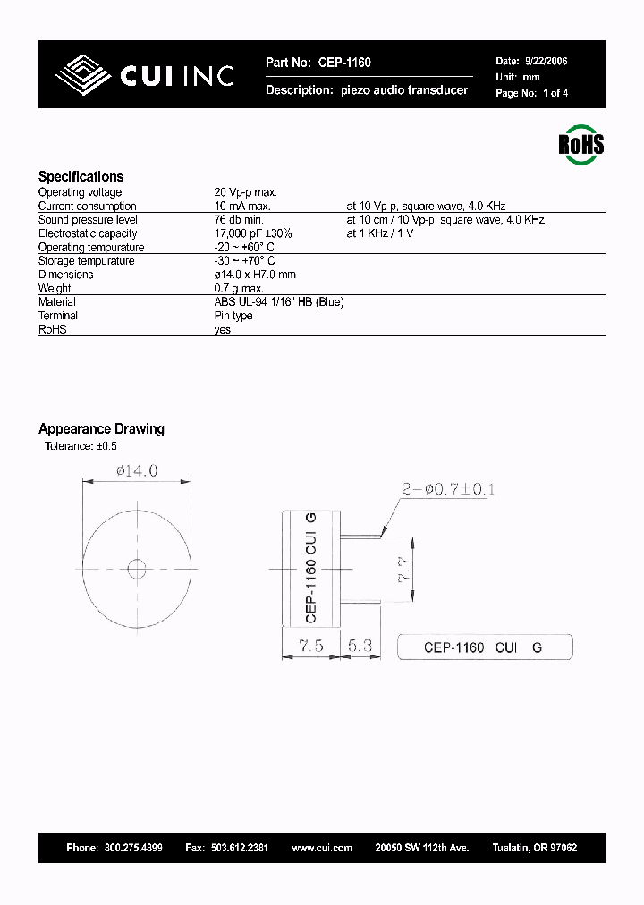 CEP-1160_4490629.PDF Datasheet