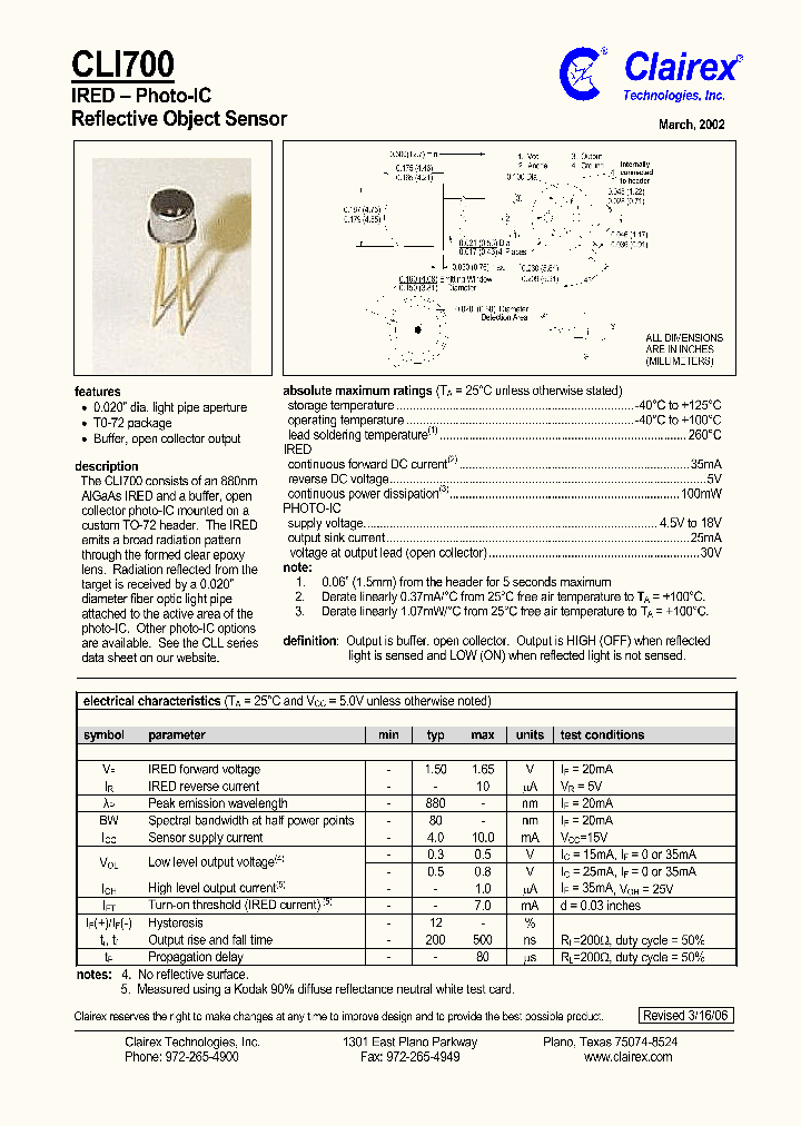 CLI700_4610340.PDF Datasheet