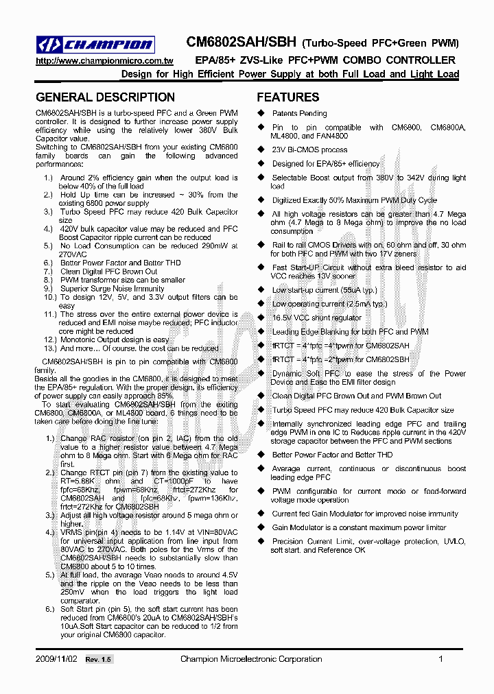 CM6802SAHGIP_4770988.PDF Datasheet