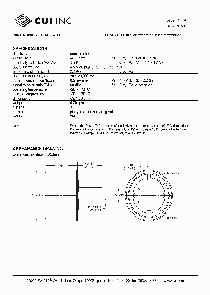 CMA-6542PF_4242412.PDF Datasheet