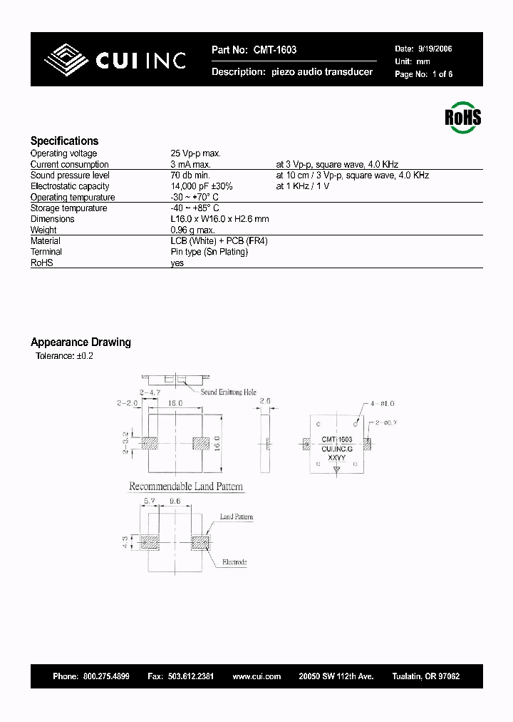 CMT-1603_4290800.PDF Datasheet