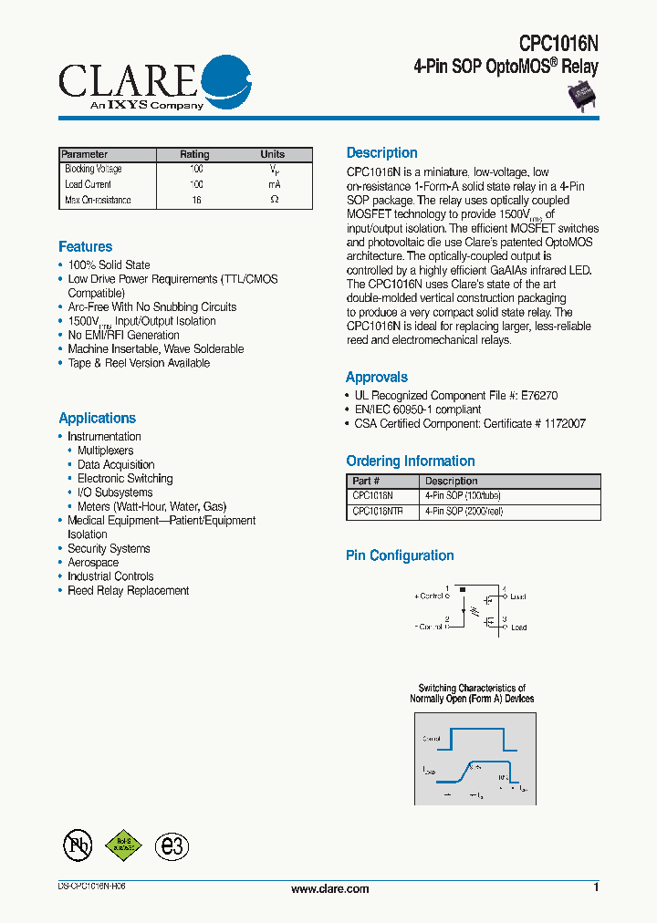 CPC1016N1_4923088.PDF Datasheet