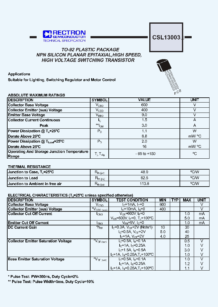 CSL13003_4664294.PDF Datasheet