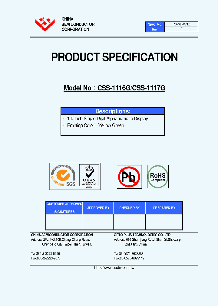 CSS-1116G_4740420.PDF Datasheet