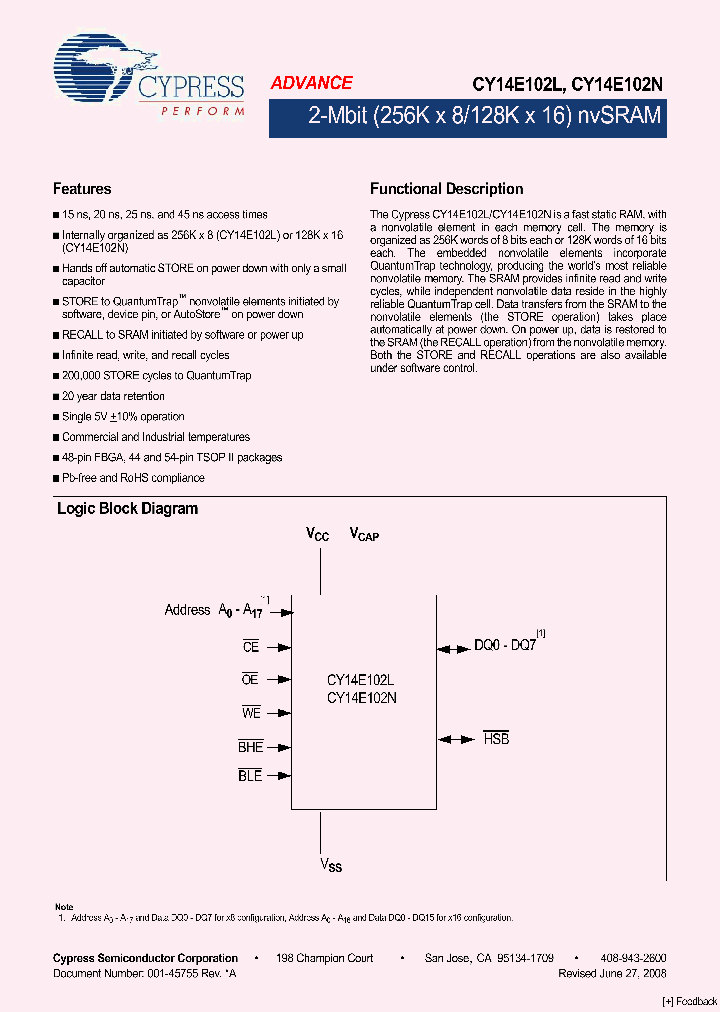 CY14E102L-BA45XCT_4527599.PDF Datasheet