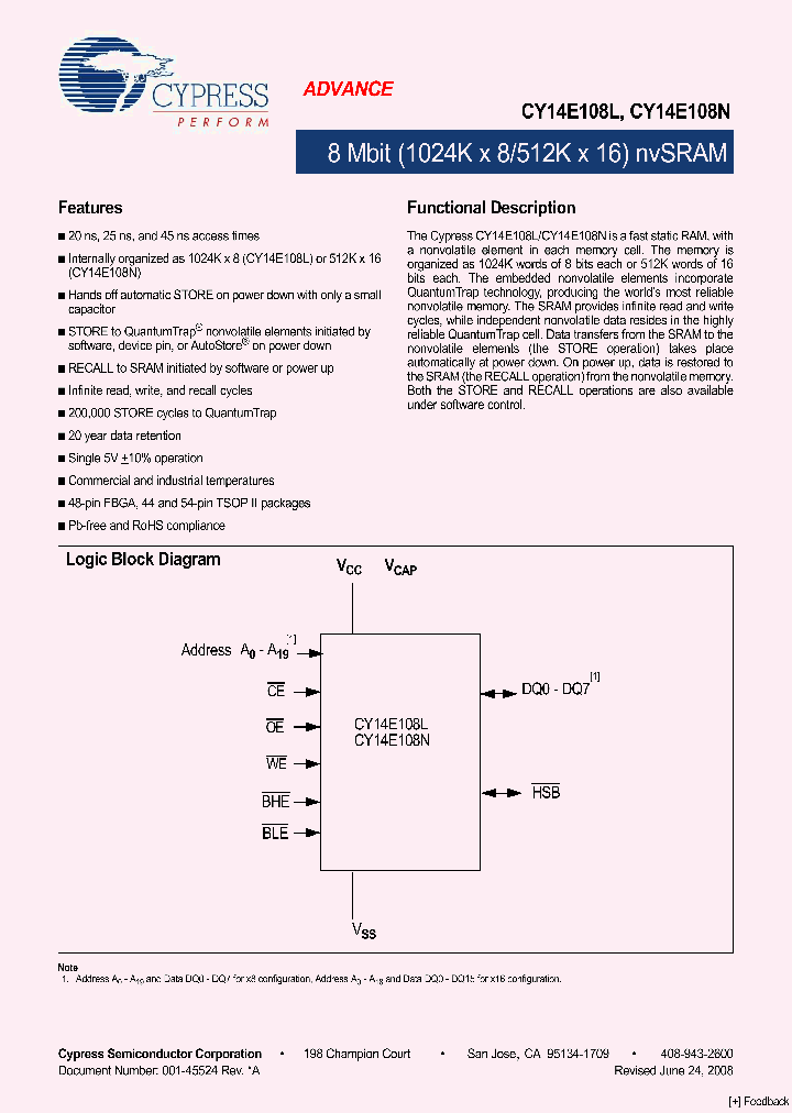 CY14E108L-BA45XCT_4527603.PDF Datasheet