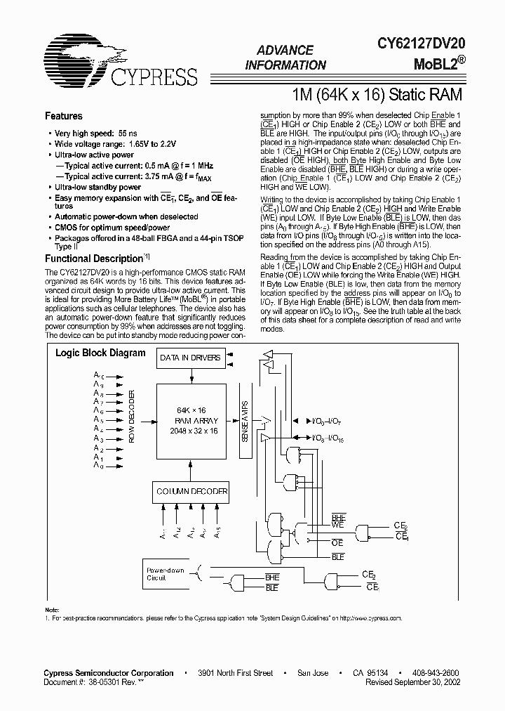 CY62127DV20L-55BVI_4168678.PDF Datasheet