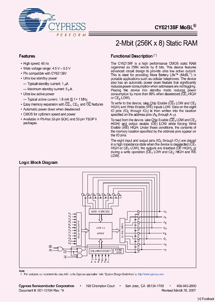 CY62138FLL-45ZSXI_4190061.PDF Datasheet