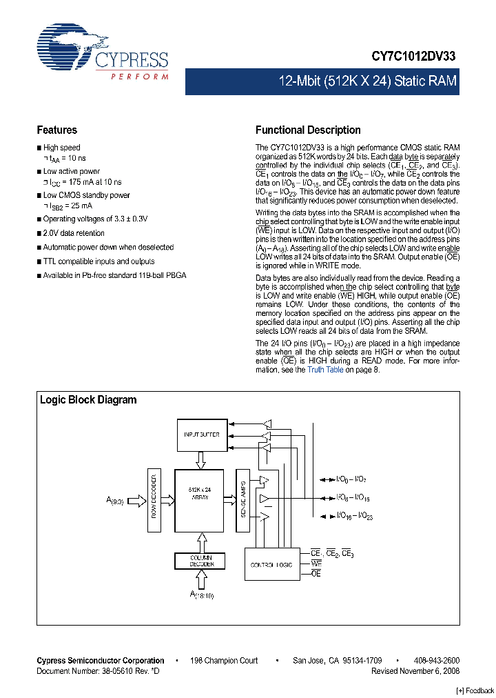 CY7C1012DV33-10BGXI_4695653.PDF Datasheet