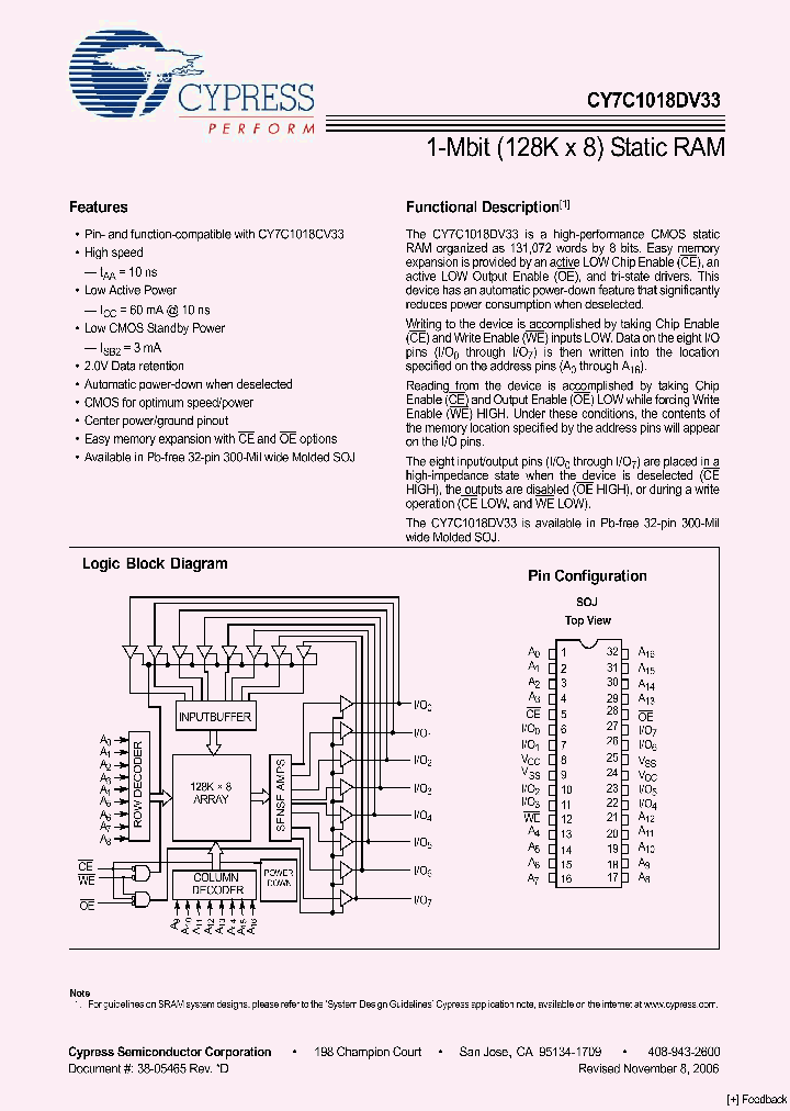 CY7C1018DV33-10VXI_4341214.PDF Datasheet
