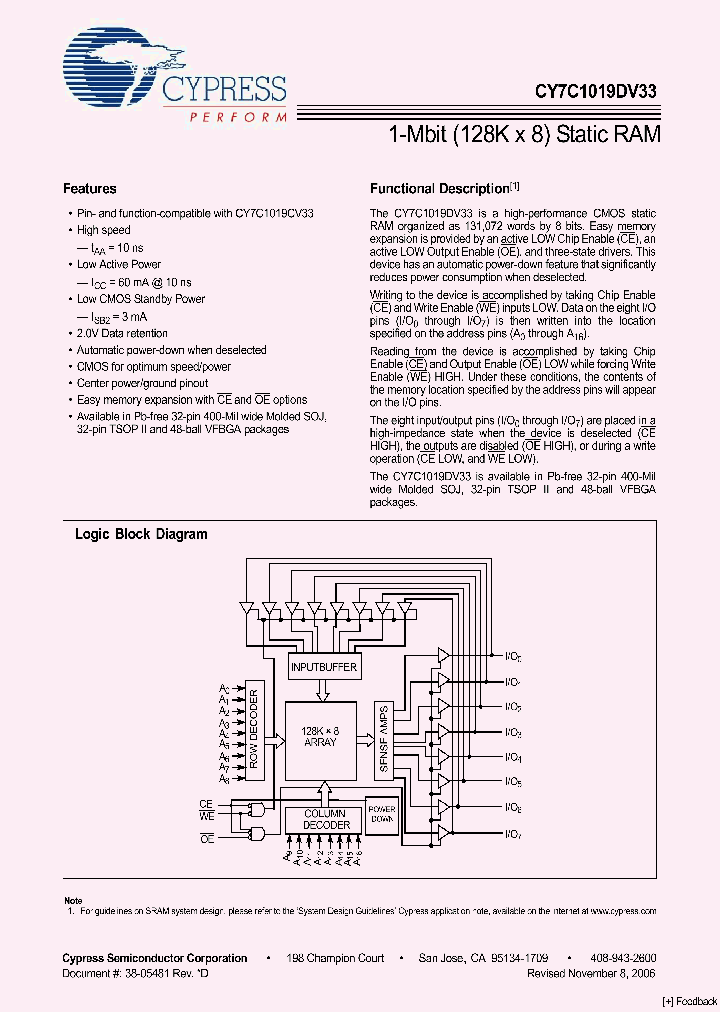 CY7C1019DV33-10ZSXI_4175152.PDF Datasheet