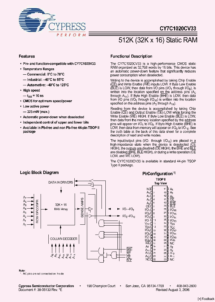CY7C1020CV33-15ZSXE_4919820.PDF Datasheet