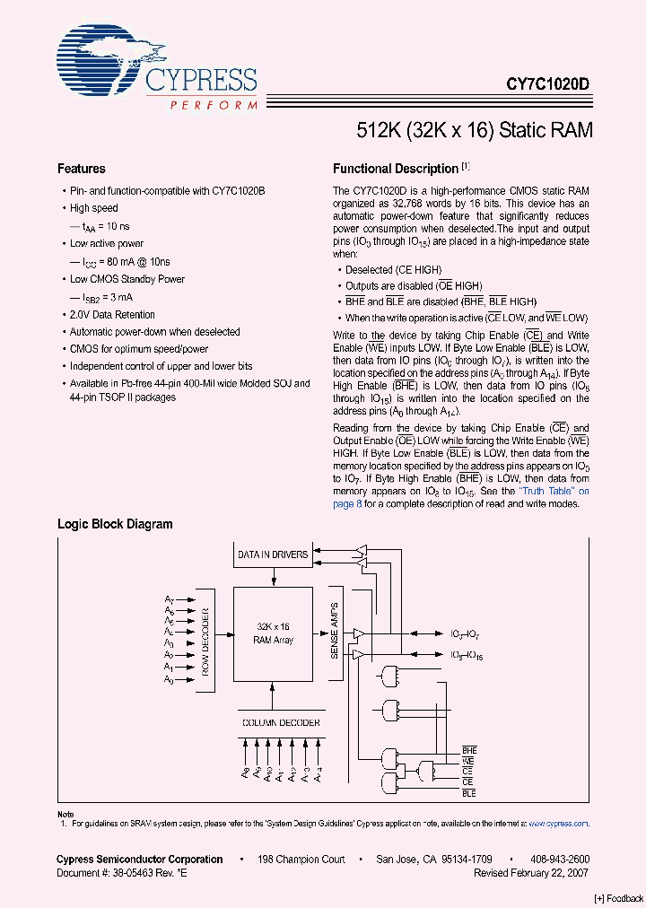 CY7C1020D-10ZSXI_4341208.PDF Datasheet