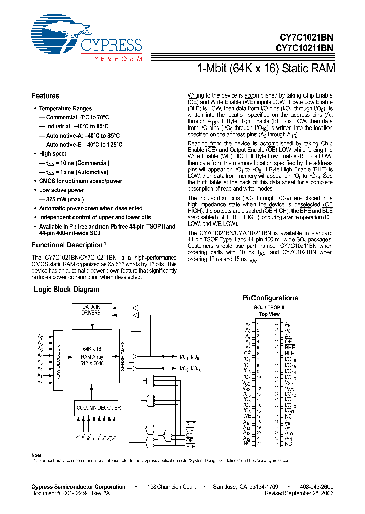 CY7C1021BN09_4599690.PDF Datasheet