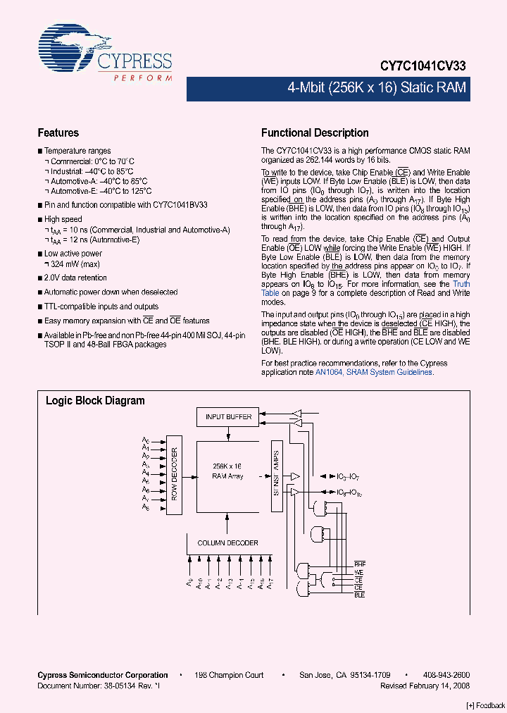 CY7C1041CV33-12ZSXE_4634049.PDF Datasheet