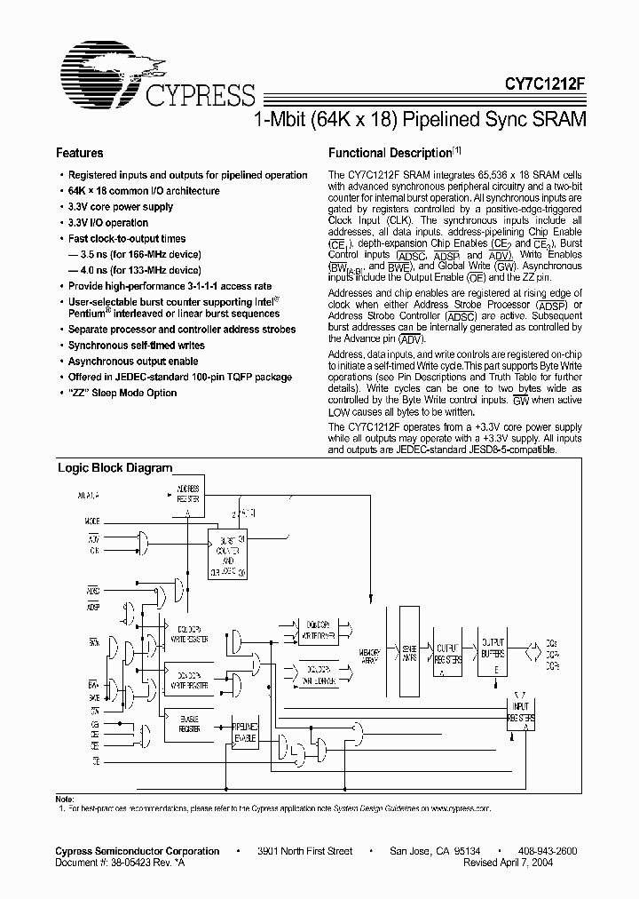 CY7C1212F_4489032.PDF Datasheet