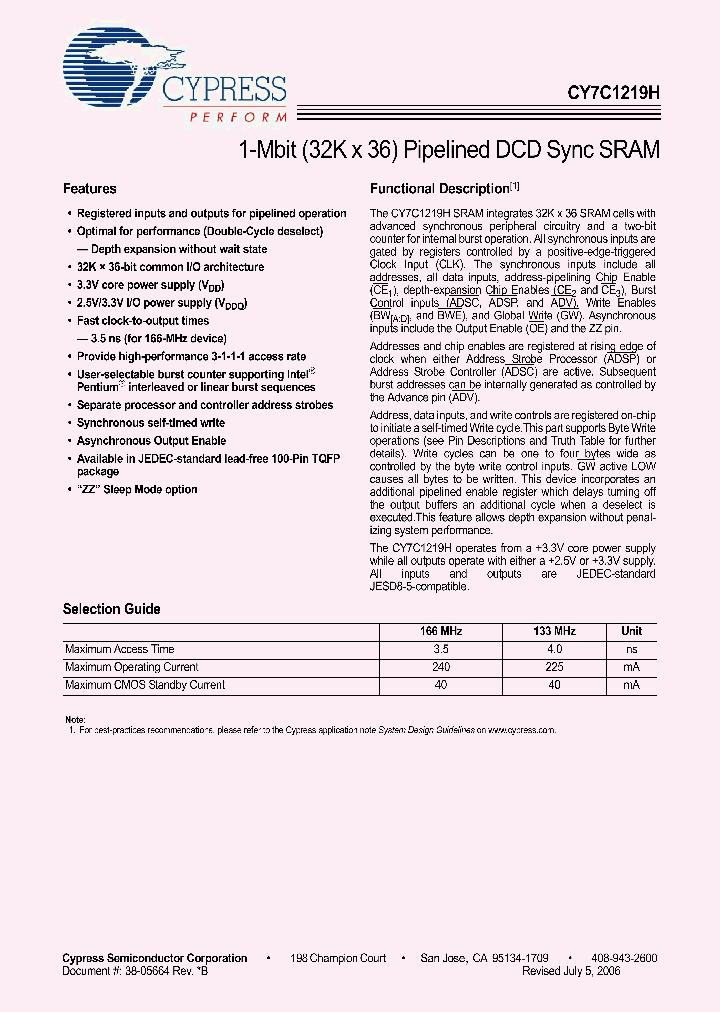 CY7C1219H_4776343.PDF Datasheet