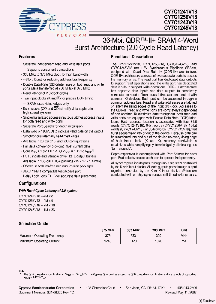 CY7C1241V18-300BZXC_4866996.PDF Datasheet