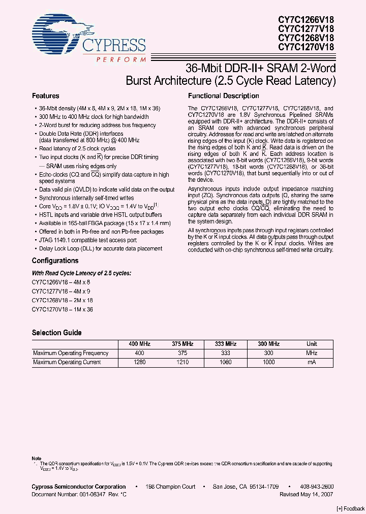 CY7C1270V18_4243195.PDF Datasheet