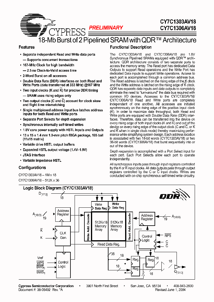 CY7C1303AV18-167BZC_4721601.PDF Datasheet