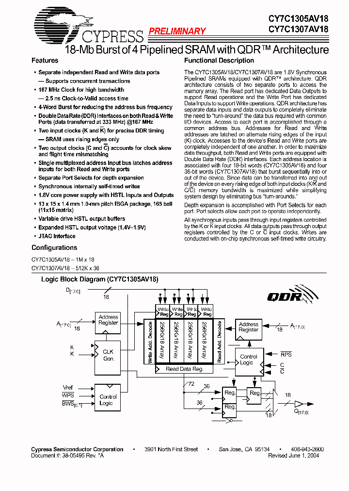 CY7C1307AV18-167BZC_4721603.PDF Datasheet