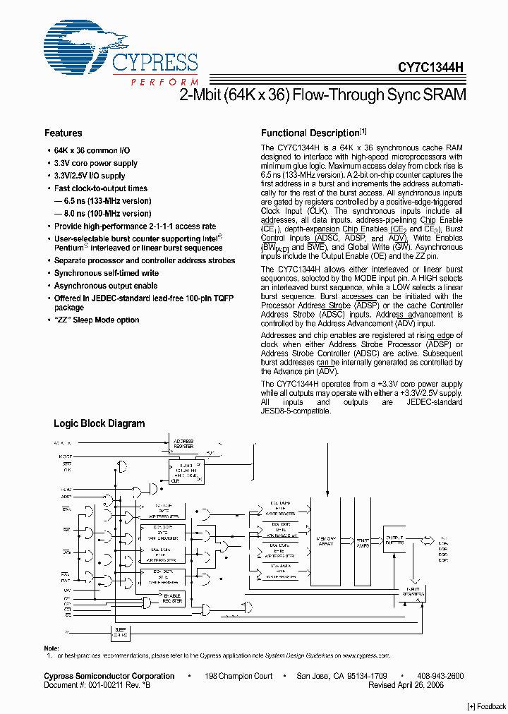 CY7C1344H-100AXC_4211314.PDF Datasheet