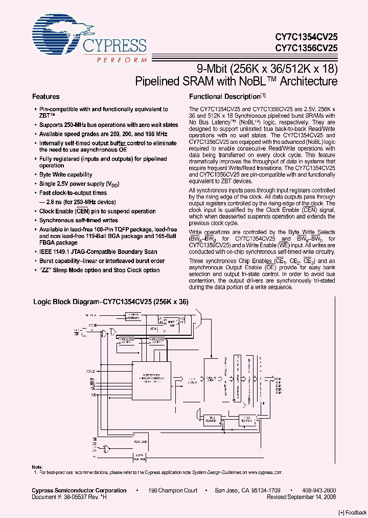 CY7C1354CV25-166AXC_4352040.PDF Datasheet