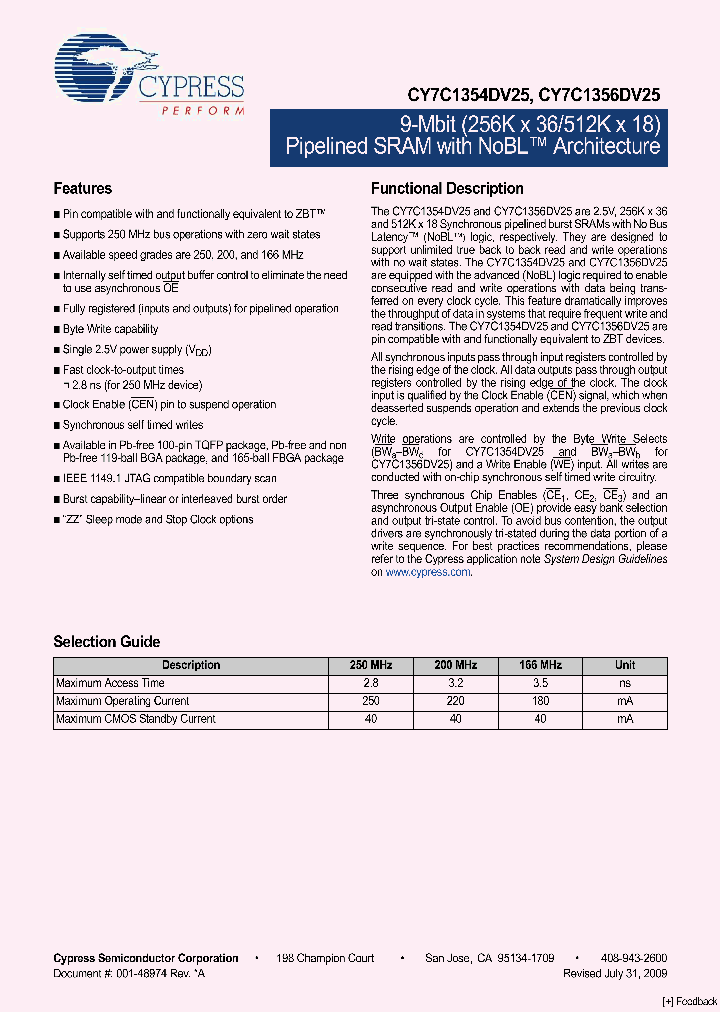 CY7C1356DV25-250BZC_4487522.PDF Datasheet