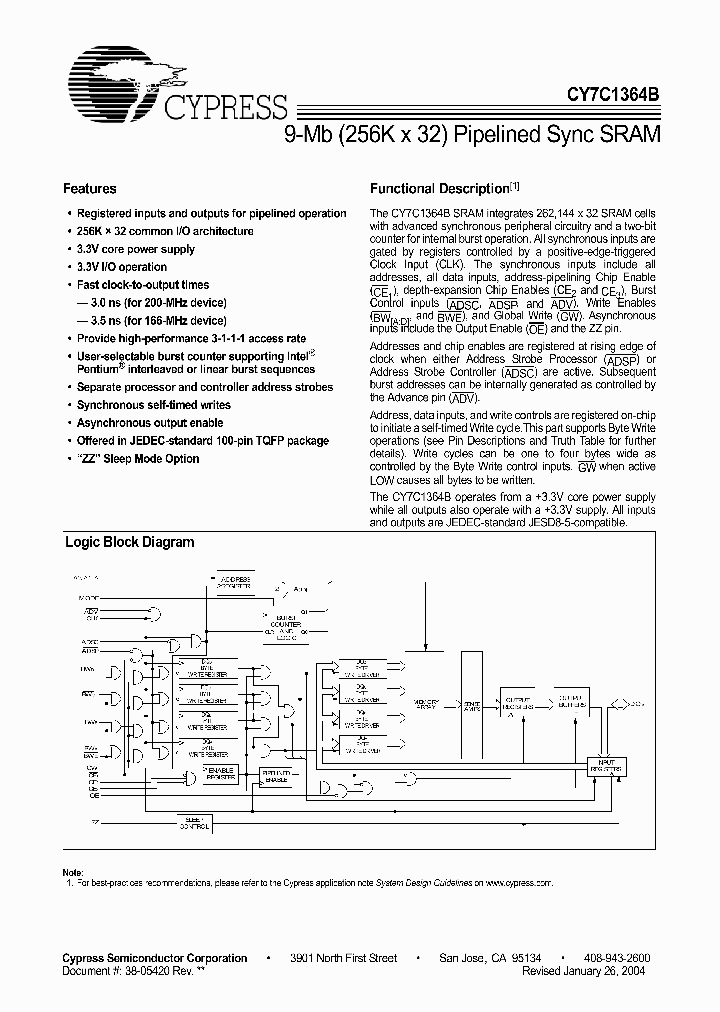 CY7C1364B_4277157.PDF Datasheet