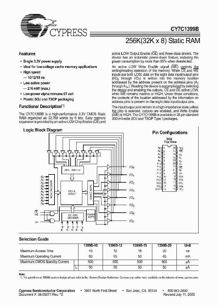 CY7C1399B-15ZXC_4341192.PDF Datasheet