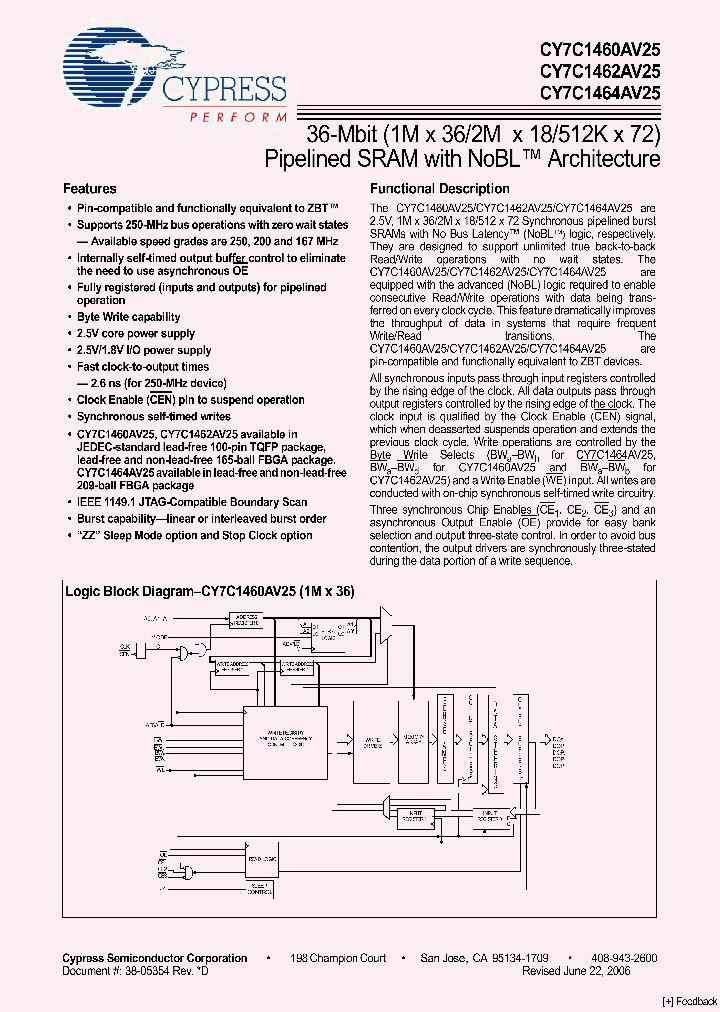 CY7C1460AV25-250AXC_4813211.PDF Datasheet