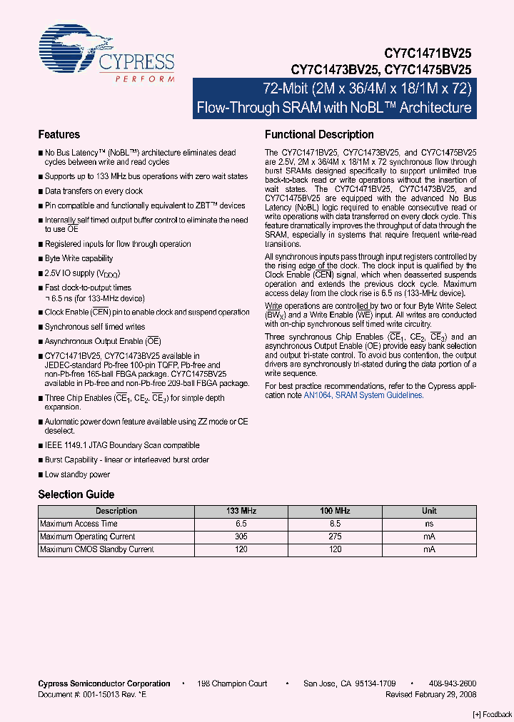 CY7C1471BV25-100AXC_4917082.PDF Datasheet