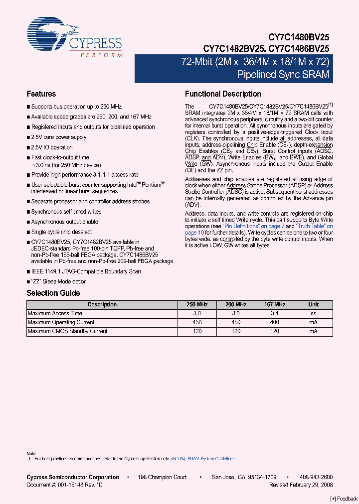 CY7C1480BV25_4577932.PDF Datasheet