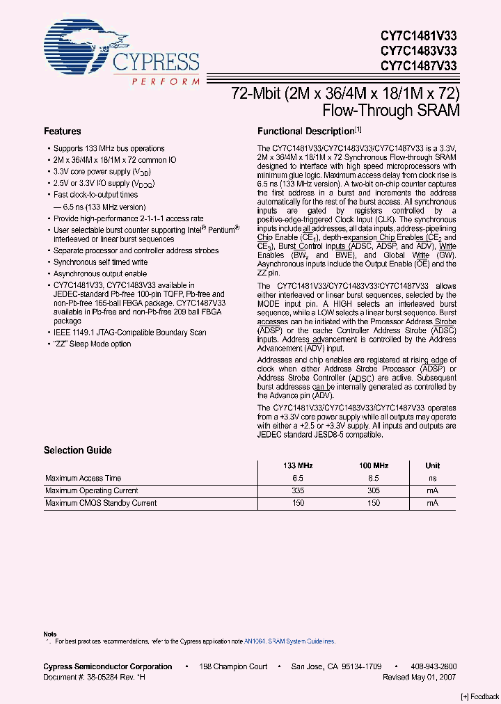 CY7C1483V33-133AXC_4520029.PDF Datasheet