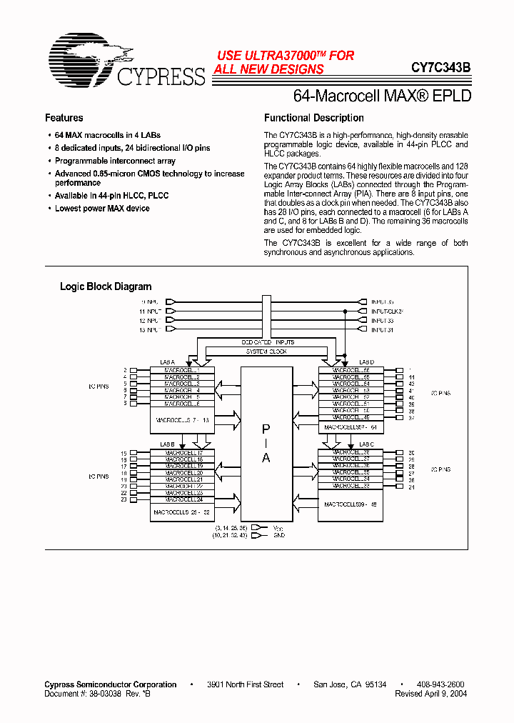 CY7C343B-25HCHI_4207118.PDF Datasheet