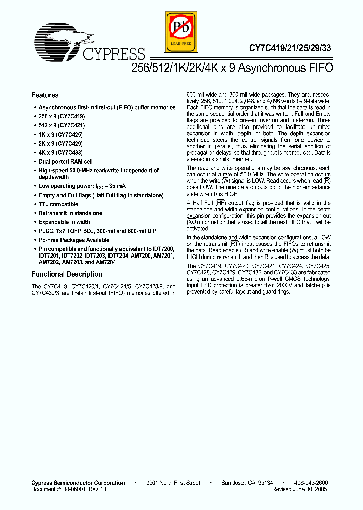 CY7C425-10AXC_4686228.PDF Datasheet