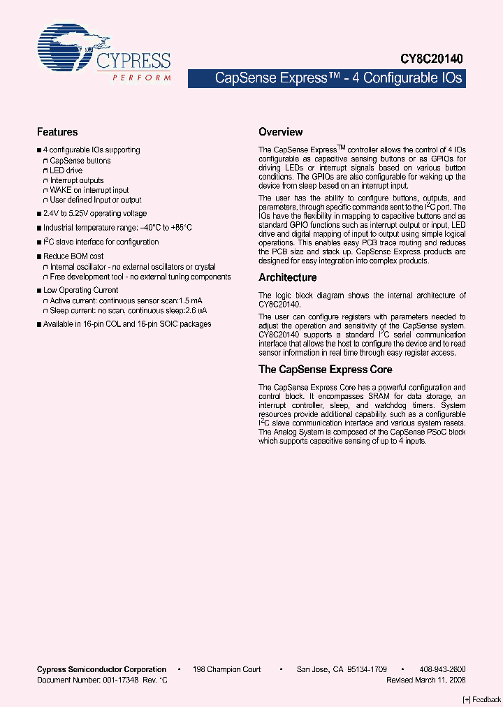 CY8C20140_4249467.PDF Datasheet
