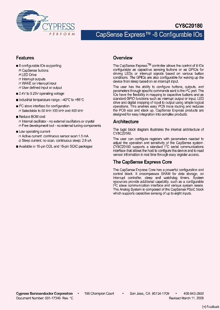 CY8C20180_4249473.PDF Datasheet