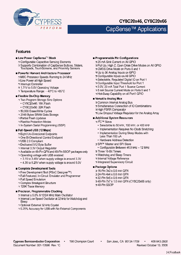 CY8C20546-24PVXI_4528477.PDF Datasheet