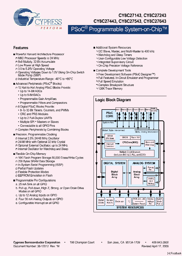 CY8C27543-24AXI_4524391.PDF Datasheet