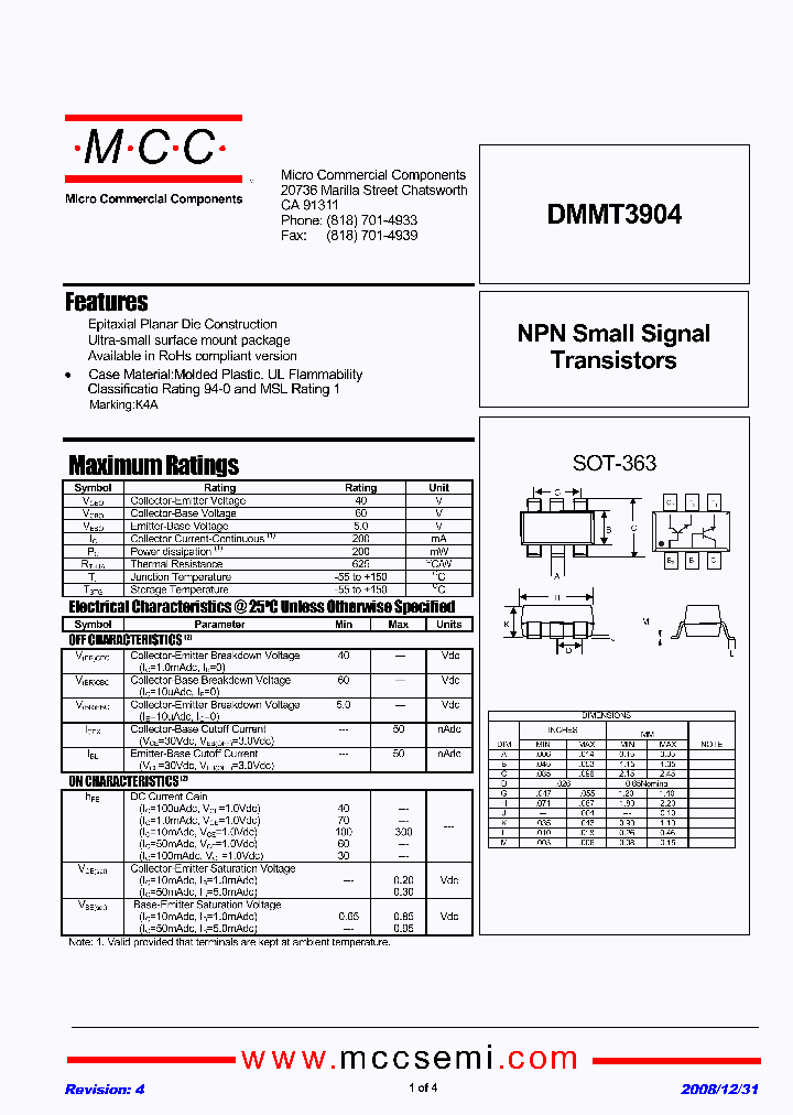 DMMT3904-TP_4795038.PDF Datasheet