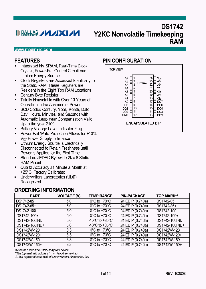 DS1742-100IND_4264356.PDF Datasheet