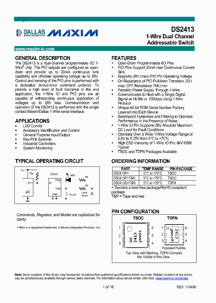 DS2413QTR_4315367.PDF Datasheet