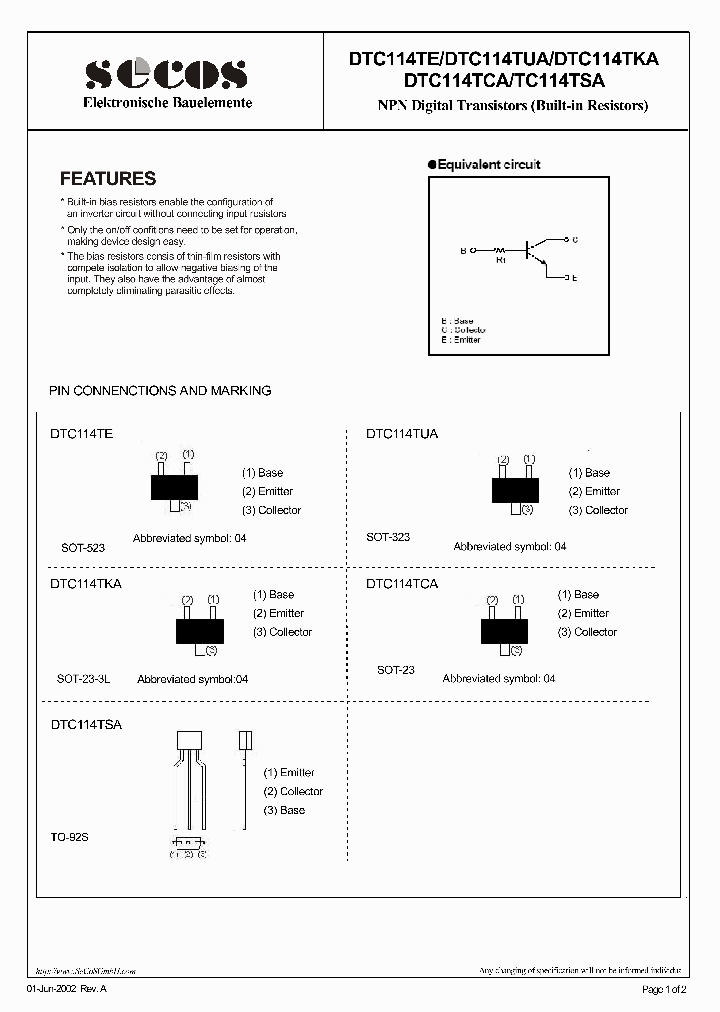 DTC114TKA_4431635.PDF Datasheet
