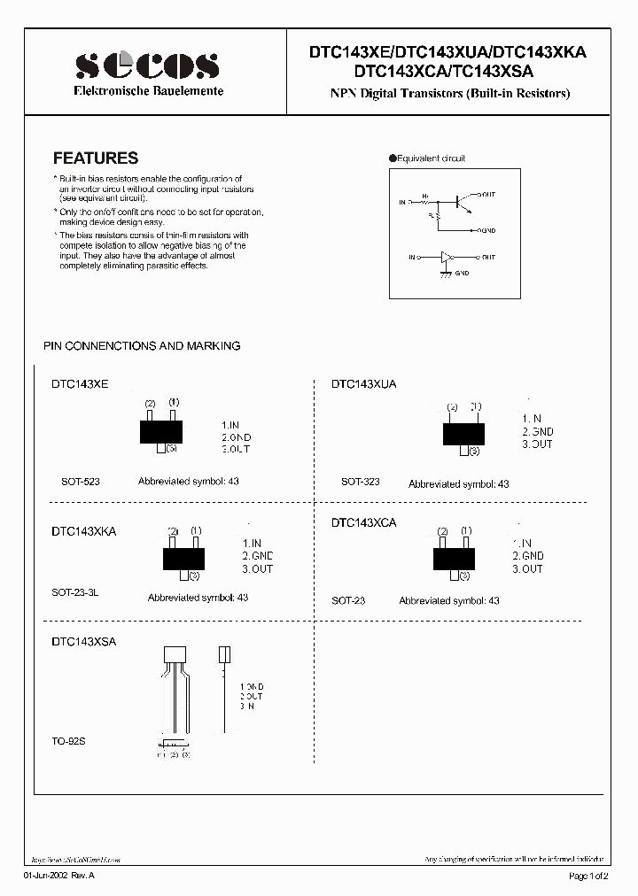 DTC143XKA_4547830.PDF Datasheet