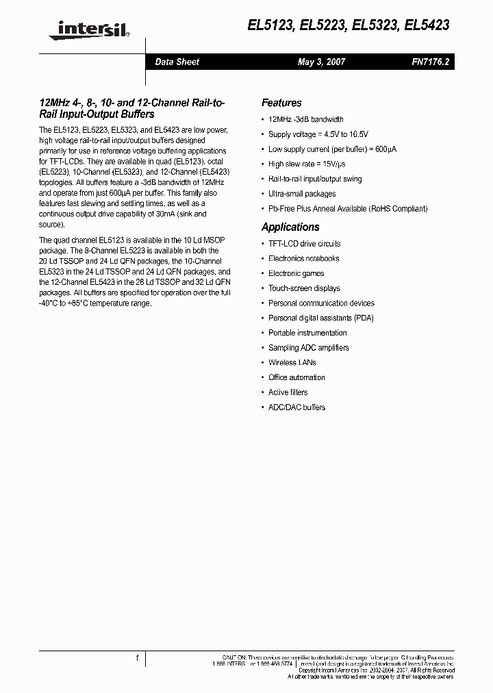 EL5123CYZ-T7_4462830.PDF Datasheet